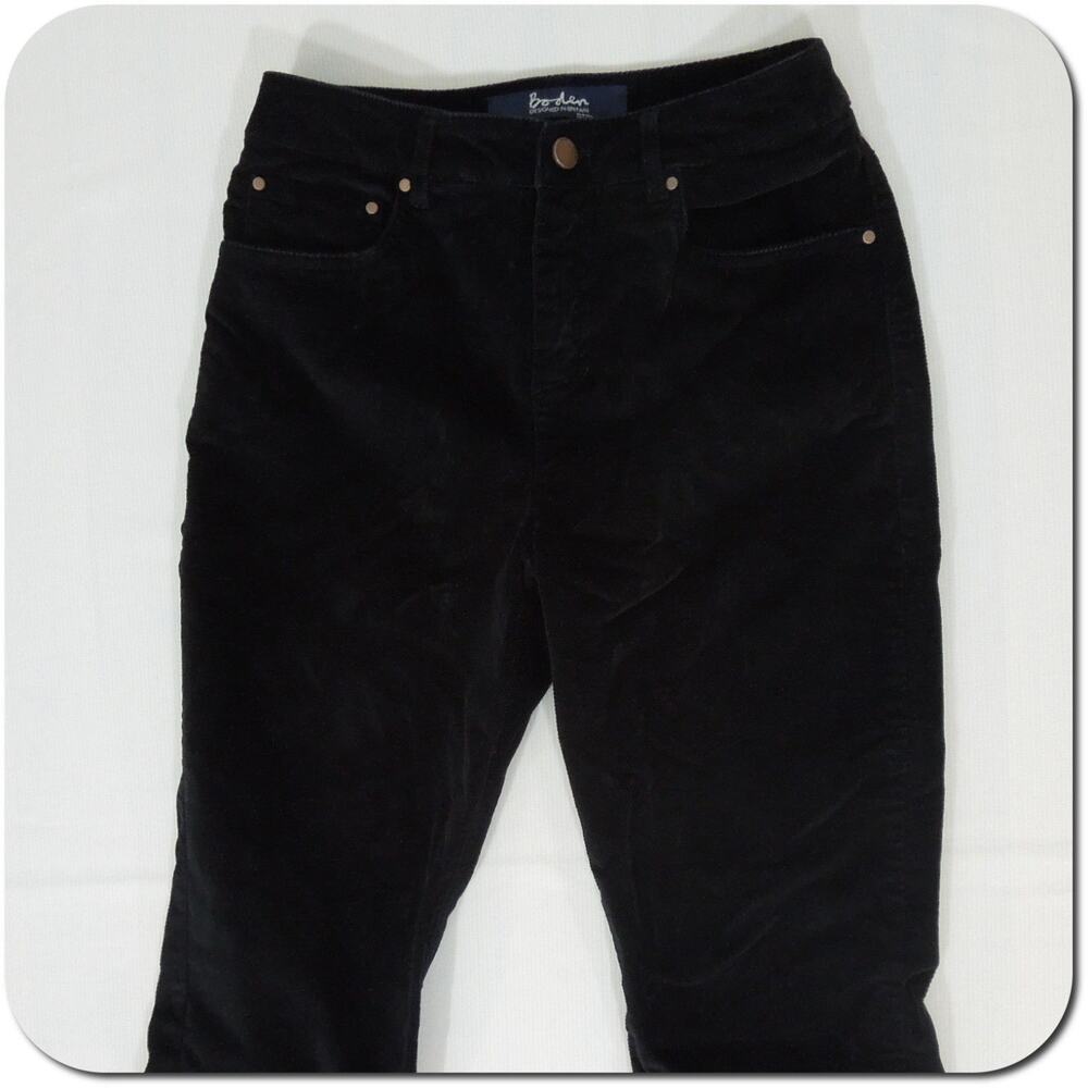 BODEN Corduroy Pants US 2R UK6R The Soho Womens Black Slim Five Pockets